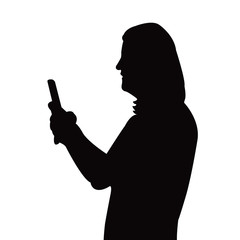a woman taking selfie, silhouette vector