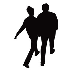 a couple walking body silhouette vector