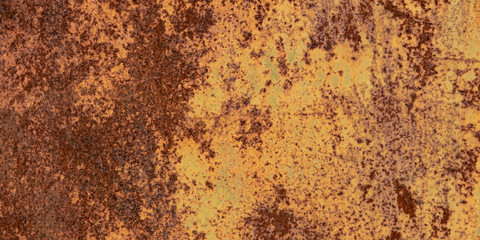 Panoramic oxidized metal surface making an abstract texture, high resolution. Grunge metal iron panel.