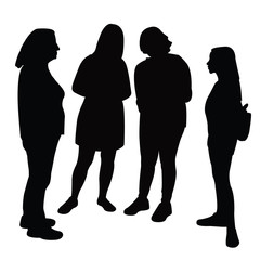 women making chat, silhouette vector