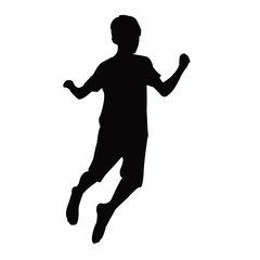 a boy jumping body silhouette vector