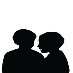 two boys talking heads silhouette vector