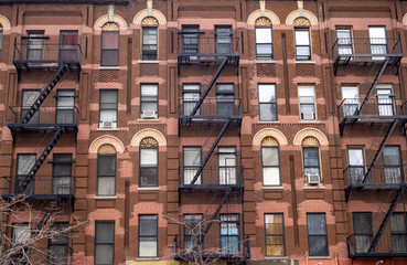 classic brick facade from building in New York City