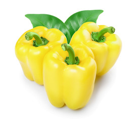 yellow sweet bell pepper isolated on white background