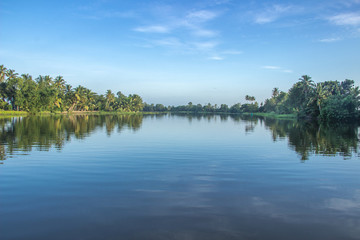 A shot of horizon with clam waters and Clear blue sky