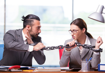 Woman and man in the business concept