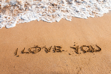 I love you written on the beach