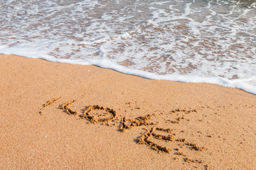 I love you written on the beach