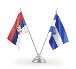 El Salvador and Serbia table flags isolated on white 3D rendering