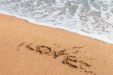 I love you written on the beach
