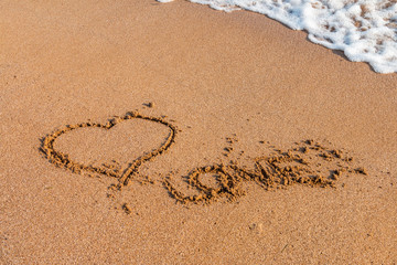 I love you written on the beach