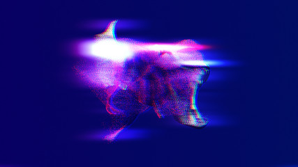 Neon synthwave retrowave pink and purple duotone background with chromatic aberration 