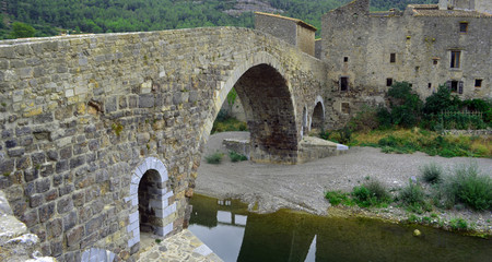 Fototapeta na wymiar Historic Medieval Bridge at the village of Lagrasse Languedoc France