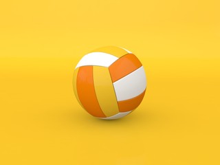 Volleyball ball on a yellow background. 3d render illustration..
