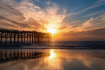 Fototapeta na wymiar Pacific Beach sunset and pier