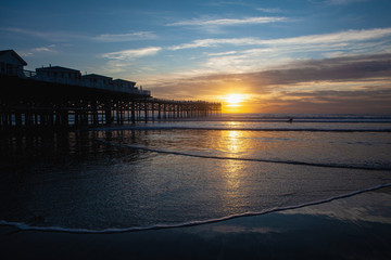 Fototapeta na wymiar Pacific Beach sunset and pier