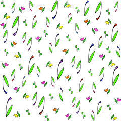 Spring flowers seamless pattern, bright flowers ornament and decoration, template for paper print, fabric print, fresh and colorful spring mood design