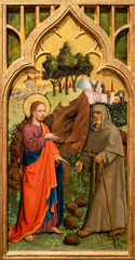 Vienna, Austria. 2019/11/7. The Temptation of Christ. c. 1445. Painting on fir. By the Master of...