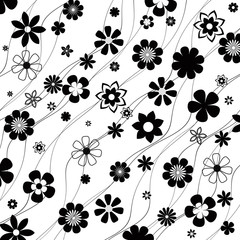 Monochrome abstract background. Black and white pattern. Seamless texture with floral pattern.