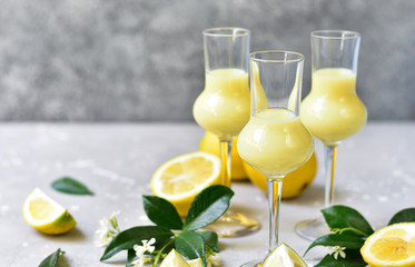 liqueur Limoncello traditional Italian digestif, Italian food in Italy