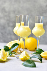 liqueur Limoncello traditional Italian digestif, Italian food in Italy