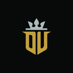 Initials Letter DU Shield King Logo Design