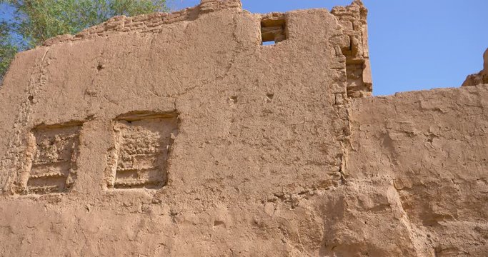 Ancient traditional residential old house in Tuyoq village valley inTurpan Xinjiang Province China.