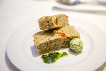 salmon steak with rice and vegetables