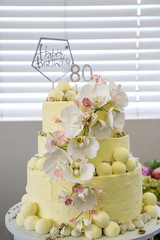 80th birthday cake with flowers