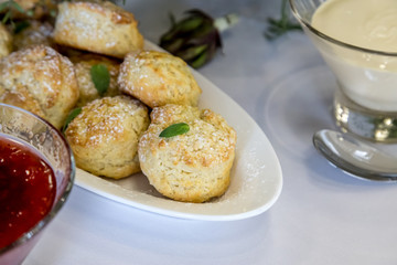 scones on a white tray