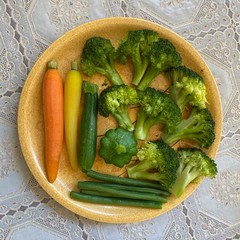 Healthy dish of steamed vegetables