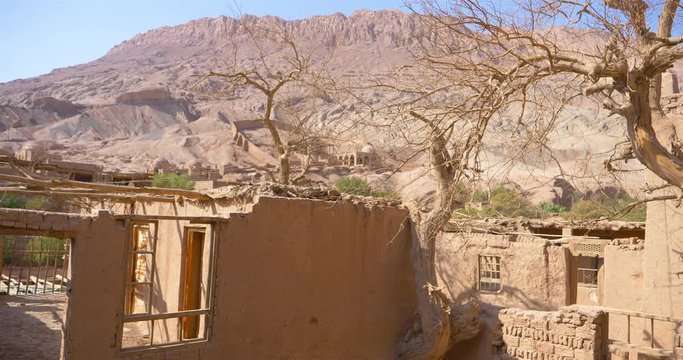 Ancient traditional residential old house in Tuyoq village valley inTurpan Xinjiang Province China.