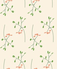 retro botanical florals seamless vector pattern. vintage inspired