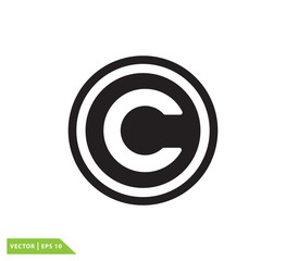 Copy right icon vector logo design template