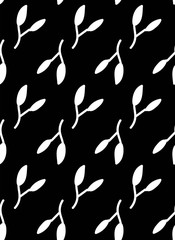 black and white leaves seamless vector pattern
