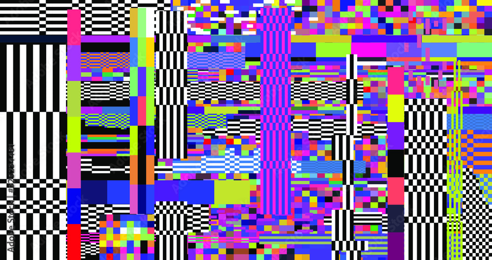 Poster Retro VHS background like in old video tape rewind or no signal TV screen with glitch camera effect. Vaporwave/ retrowave style vector illustration.
