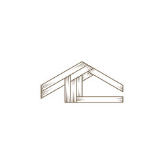 Initial letter TTC wooden house logo
