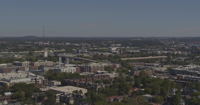 Nashville Tennessee Aerial V7 Panoramic Cityscape View From East Bank District To Downtown Skyline To Midtown District Views - October 2018