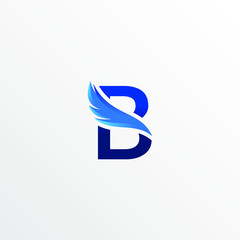 Initial Letter B with Feather Logo Design