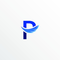 Initial Letter P with Feather Logo Design