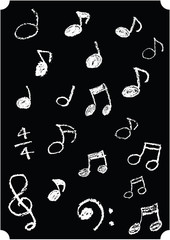 手描き　クレヨン　音符セット