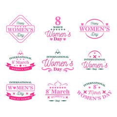 Womens day typography. Labels, logo, text design. Usable for banners, greeting cards, posters.