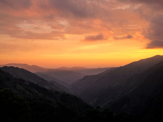 sunset in mountains
