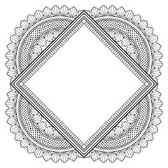 Decorative monochrome pattern in ethnic oriental style for greeting card, invitation, announcement or coloring book page