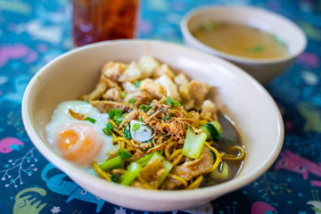 Hokkien noodles yellow noodles with soy sauce soup