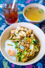 Hokkien noodles yellow noodles with soy sauce soup