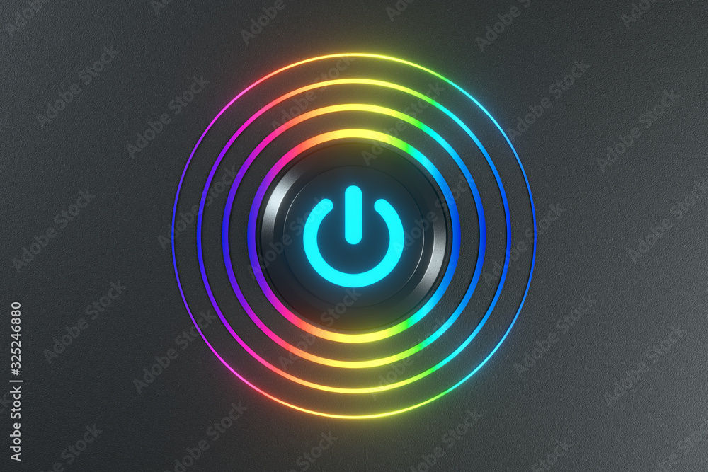 Poster Button and switch with dark background,abstract conception ,3d rendering.