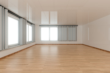 Empty room and wooden floor with white background,3d rendering.