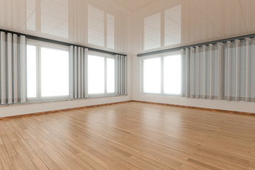 Obraz premium Empty room and wooden floor with white background,3d rendering.