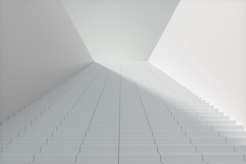 Steps and wall with white background, modern construction,3d rendering.